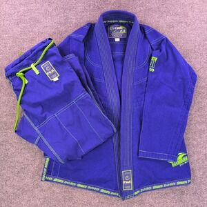 Fuji Suparaito BJJ Gi Kimono Set A1 Blue Neon Green Lightweight Jiu Jitsu Mens
